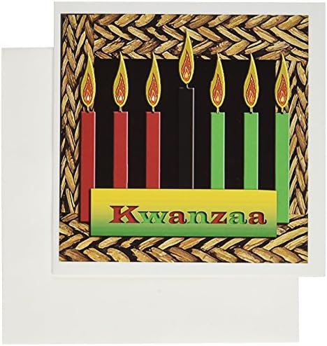 3dRose Gyertyák Kwanzaa - Üdvözlőlapok, 6 x 6 cm, 12 (gc_26966_2)