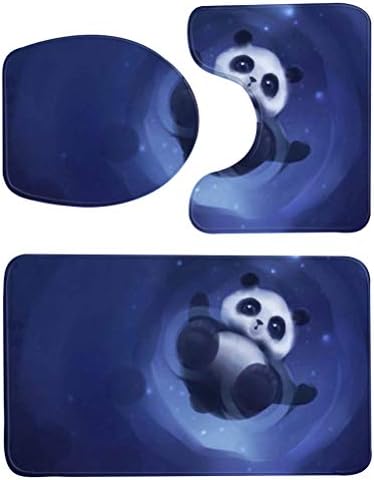 DOITOOL szőnyeg 3pcs Cuki Panda Nyomtatott Fürdőszoba Szőnyeg Szett Szőnyeg Closestool Fedél Fedél Kontúr Szőnyeg a Hotel Haza