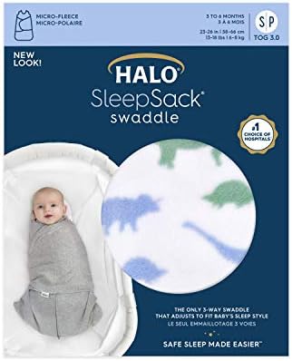 HALO Micro-Fleece Sleepsack Pólya, 3-utas Állítható Hordható Takaró, szemet simán ÖSSZEKÖTÜNK 3.0, Dinók, Kicsi, 3-6 Hónap