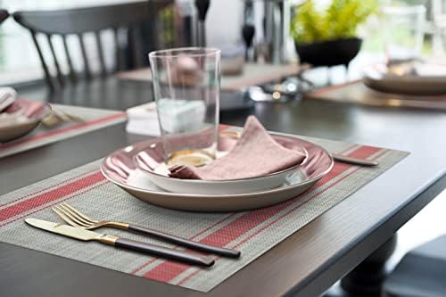 Több Berendezett Étkező Asztal Placemats, Mosható hőálló PVC Vinil Táblázat Szőnyeg Étkező, Konyha, Anti-Slip - Készlet 6 - Bézs