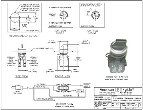 LED-amerikai-gible SW-2837-420 22mm 2 Pozíció Választókapcsoló