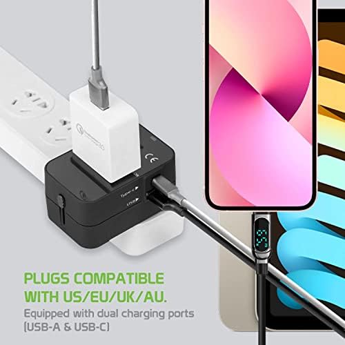 Utazási USB Plus Nemzetközi Adapter Kompatibilis Gionee Maraton M7-es Teljesítmény Világszerte Teljesítmény, 3 USB-Eszközök c típus, USB-A