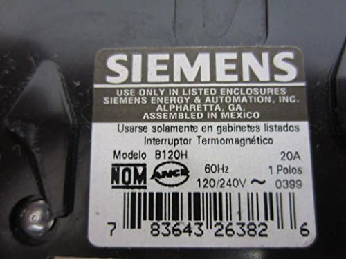 SIEMENS B120H 1P Standard Csavar 20A kismegszakító 120/240VAC, Színes