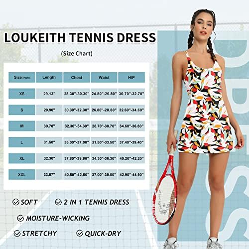 LouKeith Női Tenisz Ruha Beépített Rövidnadrág & Melltartó Gyakorlat, Edzés Ujjatlan Atléta Golf Ruhák Zsebeit