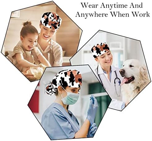 Orvosi Sapkák a Nők Gombok Hosszú Haj, 2 Darab Állítható Dolgozó Kap, Pet Paws Lábnyom
