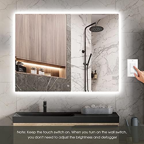 IOWVOE LED Fürdőszoba Tükör 20 x 28 Hüvelyk Háttérvilágítással, Falra Szerelhető, Világító Hiúság Tükör Anti-Köd, 3 Színben,