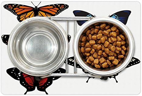 Ambesonne Színes Pet-Mat Élelmiszer, Víz, Retro Design Illusztráció Uralkodó Szárnyak Absztrakt Alkotás Egyszerű Hátteret, Csúszásmentes