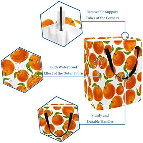 Narancs Varrat nélküli Nyomtatás Összecsukható Szennyesben, 60L Vízálló Szennyes Kosarat Mosás Bin Ruhák, Játékok Tárolására
