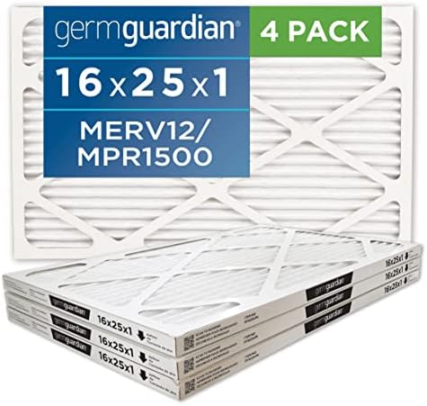 GermGuardian AC Kemence légszűrő, 16x25x1, MERV 12, MPR 1500, 4-Pack 1 Évre elegendő, FF16254PK