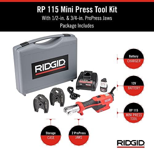 RIDGID 72553, RP 115 Mini Nyomja meg a Szerszám Készlet, 1/2 - 3/4 ProPress állkapcsot, hordtáska