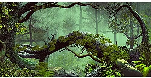 AWERT 30x12 hüvelyk Ködös Erdő Terrárium Háttér Kő Zöld Fa Trópusi Hüllő Élőhely Háttér Esőerdő Akvárium Háttér Tartós Poliészter