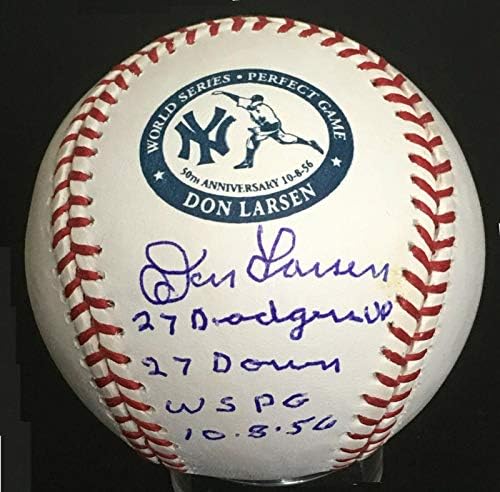 Ne Larsen aláírt 1956-os World Series Pg Logó Baseball 27 legfeljebb 27 Le Ügynök Coa - Dedikált Baseball