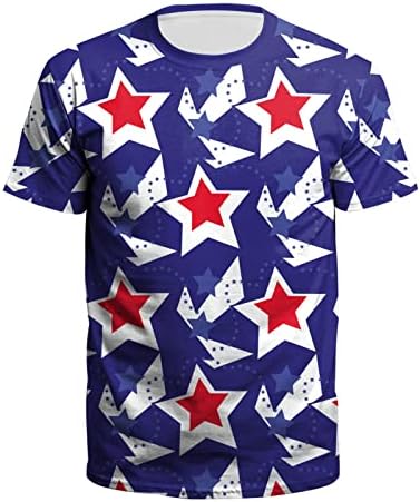 Nyári Férfi Ing Férfi ruházat Grafikus Póló, Alkalmi Tshirt 3D-s 4 július Zászló Mintás Vintage póló Ing Férfi Ing