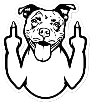 Vicces, Amerikai Pit Bull Terrier Középső Ujj Kutya Fajta Mosolyogva Vinyl Matrica, Amerikai Pit Bull Szerető Tulajdonos Matrica