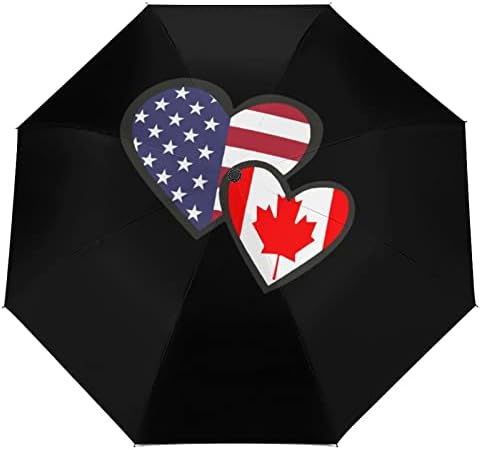 Szívek Amerikai Kanadai Zászló Fordított Esernyő Szélálló Fordított Összecsukható Esernyő a C-Alakú Fogantyú a Férfiak Nők
