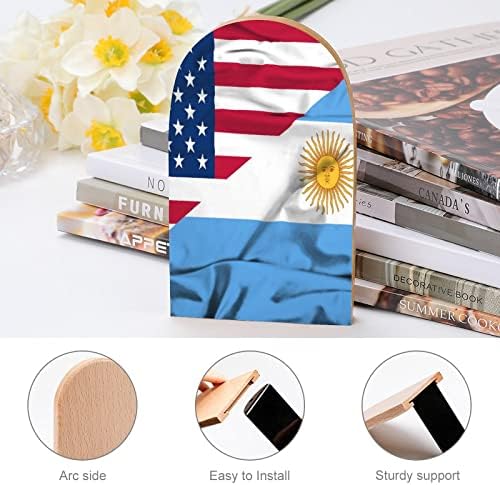 Integetett Zászló, Argentína, USA Fa a Könyv végül 2 DB Csúszásmentes Fa keretet ad az Otthoni Irodai Dekoráció Nehéz Könyv/CD/Filmek