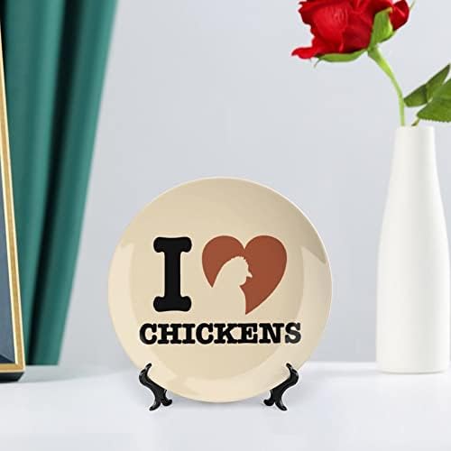 Imádom a Csirkét Dekoratív tábla Kerek Kerámia lapok, Display Állvány Home Office Esküvői Dekoráció