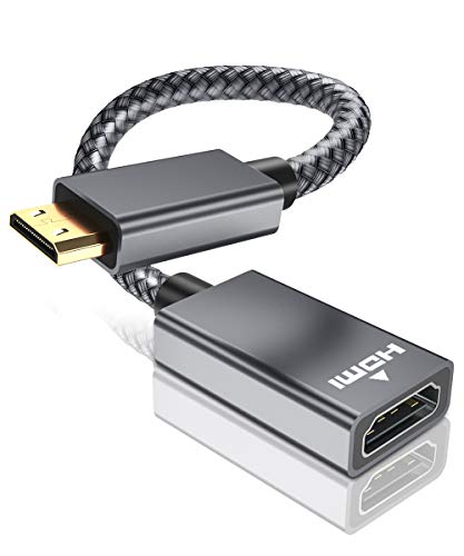 Elebase Mini HDMI Male-HDMI Női Kábel Adapter,4K/60Hz 0.67 FT nagysebességű Standard C Típusú HDMI 2.0 Csatlakozó DSLR Fényképezőgép,Videokamera,Grafika,