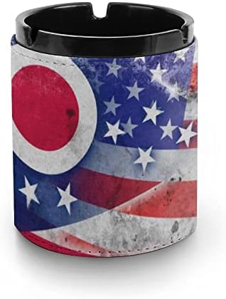 Évjárat USA, Ohio Állami Zászló Cigaretta Bőr Hamutartó Hordozható hamutartó Dekoratív Hamutartó Otthoni Iroda