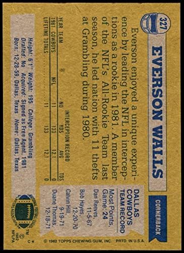 1982 Topps 327 Everson Falak Dallas Cowboys (Foci Kártya) NM Cowboyok Grambling