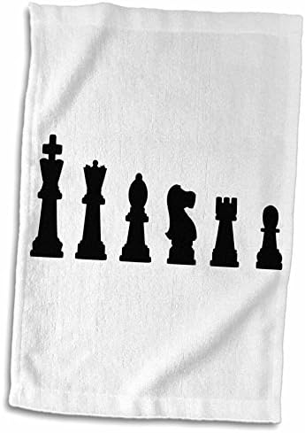 3D Rose Fekete-Fehér Line Up-sakk-Matt Játék Darab Sziluettek Sakk Rajongók Játékosok Mesterek Keze/Sport Törölközőt, 15 x 22,