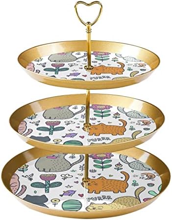 3-rétegű Muffin Állvány, Aranyos Macskák, Egerek Műanyag Desszert Tányér Z Állni Szülinapi Tea Party Baba Zuhany, valamint Esküvői Dekoráció