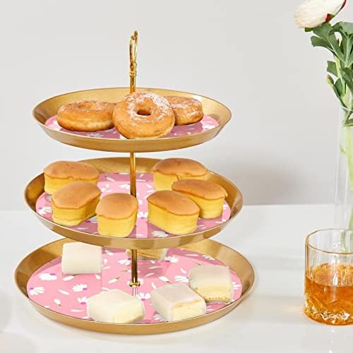 3-rétegű Muffin Állvány, Aranyos Kamilla Virág Műanyag Desszert Tányér Z Állni Szülinapi Tea Party Baba Zuhany, valamint Esküvői