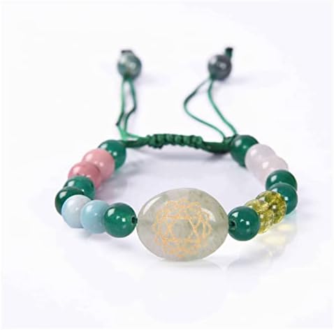Reiki Gyógyító Zöld Aventurine Rózsaszín Rhodonite Crystal Green Jade Csakra Usui Szimbólum Kő Szál Karkötő