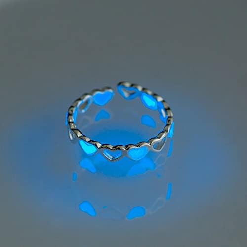 2023 Új Állítható Gyűrű, Szív Nyitott Gyűrű Női Ezüst Gyűrű, Ékszerek, Gyűrűk Fluoreszcencia Szív Gyűrű Átalakító Gyűrű (Világos Kék, Egy