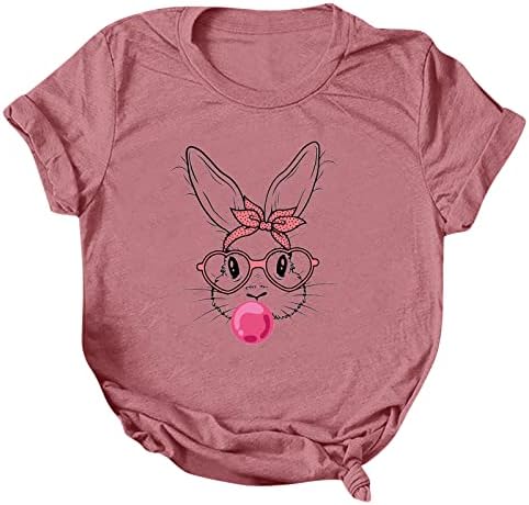 Boldog Húsvéti Aranyos Rabbit Grafikus Póló Női Rövid Ujjú O Nyakú Lány Póló Pulóver Laza Tunika Blúz, Maximum