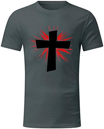 HDDK Nyári Férfi Katona Rövid Ujjú T-shirt Ujjlenyomat Hit Jézus Kereszt Nyomtatás Póló Felső Futó Edzés, Sport Tshirt