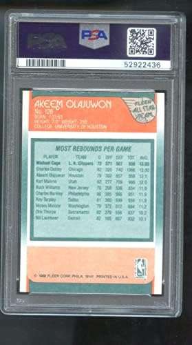 1988-89 Fleer 126 Akeem Olajuwon All-Star PSA 7 Osztályozott Kosárlabda Kártya NBA Hakeem 1988 1989 Houston Rockets, MINT