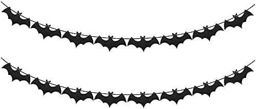 SaktopDeco 2 Csomag Bat Garland Fekete Csillogó Halloween Denevérek, a Halloween Party Dekoráció