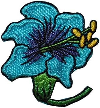 ID 6605 Kék Hibiszkusz Virág Javítás Trópusi Virág Hímzett Vas-On Applied