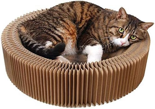 CNNRug pet ágy Harmonika Összecsukható macska kisállat Kutya mat Ház macskakarmolás Testület Hullámpapír Lélegző 50cm Átmérőjű
