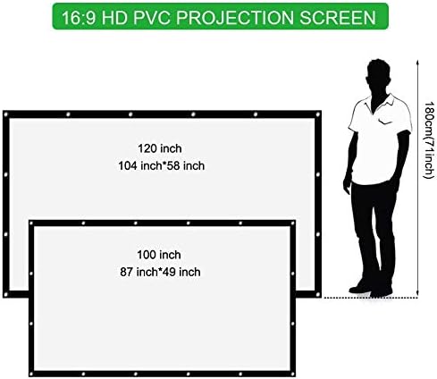 n/Összecsukható kivetítőn 100 120 inch 16:9 HD PVC Anyagból kivetítőn az Office házimozi Szabadtéri Film Mozi (Méret : 100 hüvelyk)