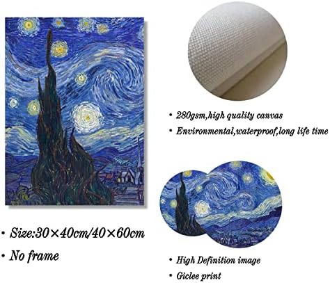 YANMO Van Gogh Csillagos Éj Vászon Wall Art Olaj Festmény Reprodukció Modern Vászon Nyomtatás Grafika Absztrakt Táj Képek Nyomtatott Vászon