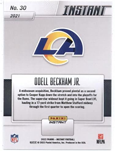 2022 Panini Azonnali Super Bowl LVI 30 Odell Beckham Jr Jelölje ki a Los Angeles Rams NFL Labdarúgó-Trading Card