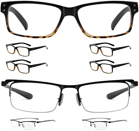 Eyekepper Menteni 10% - os Csomagban 5 Csomag Vintage Olvasó Szemüveg a Férfiak, mind a 3 Pack Fél felni Olvasók +3.50