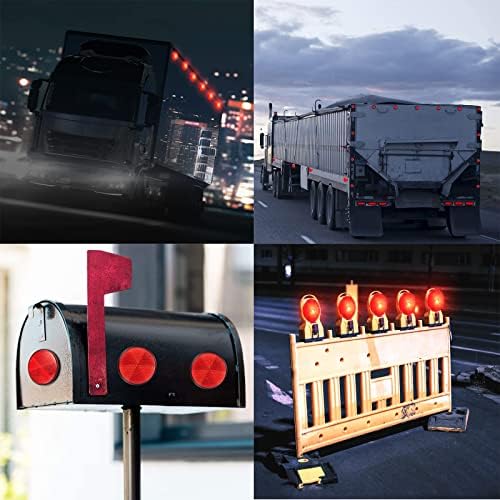 Dexspoeny 12 Csomag Piros Kör Reflektor Előtt Reflektor Csavarokkal Biztonsági Fényvisszaverők Autó Teherautó RV Felhajtóján Kerítés