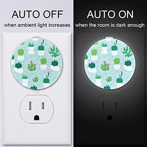 2 Csomag Plug-in Éjjeli LED-es Éjszakai Fény, az Alkonyat-hogy-Hajnal Érzékelő Gyerek Szoba, Gyerekszoba, Konyha, Kaktusz, Kaktuszok Zöld