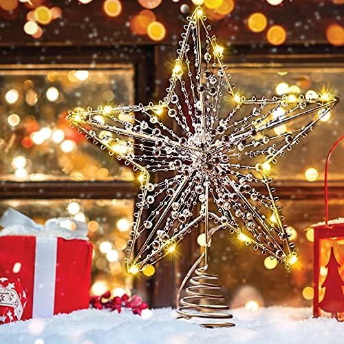 NUOBESTY karácsonyfa Csillag Topper, LED a Kivilágított karácsonyfa Topper Csillogó fa tetején, a Világos String Dísze a karácsonyfa,