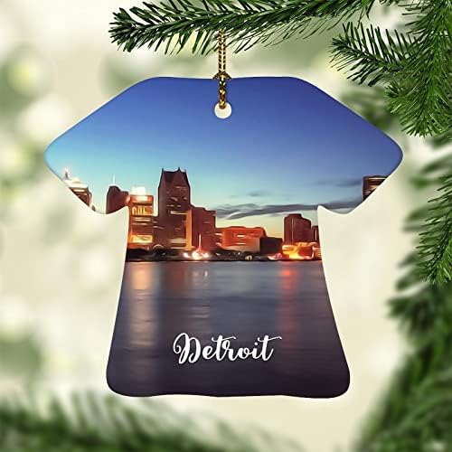 3 Inch Detroit Skyline Éjszaka Idézet Díszek, Póló, Karácsonyi Díszek a Gyerekek, Fiúk, Lányok Lógó Díszek a karácsonyfa Dekoráció Karácsonyi