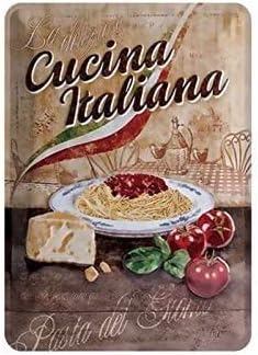 Olasz Élelmiszer-Fém Adóazonosító Jel Cucina Italiana Vintage Poszter, Bár, Kávézó, Étterem, Nappali, Konyha Haza Művészet, Fali Dekor Emléktábla