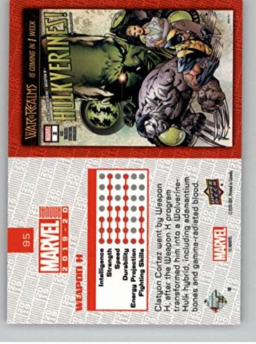2020 Felső szint Marvel Éves Nem-Sport Kereskedelmi Kártya 95 Fegyver H Gyűjthető Trading Card Az UD Cég a Nyers (NM vagy Jobb) Feltétel