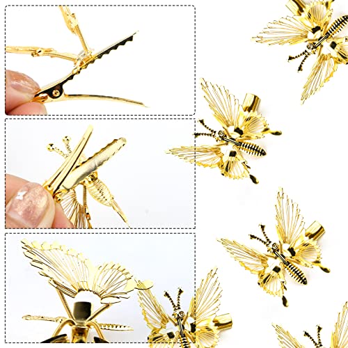 WYOMER 15 Csomag Fém 3D Pillangó Haj Klipek Pillangó Haj Hajcsat Pillangó Hajformázó Tartozékok (Arany)