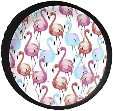 Akvarell Flamingo PU Bőr Kerék Fedezze Pótkerék Védő 14/15/16/17 Hüvelyk Alkalmas a Legtöbb Autót