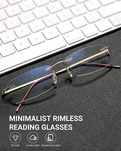 TERAISE Keret nélküli Szemüvege, a Férfiak, Nők, Könnyű Fém Tiszta Olvasók, Divat Kék Fény Blokkoló Számítógépes Szemüveg