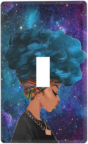 Afrikai Nő Lila Galaxy Kapcsoló Kapcsoló Falon Lemez Elektromos hálózathoz Borító Mérete 1 Banda 2.9 x 4.6 Gyerek Dekoráció Gyerekszoba