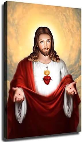 Jézus szent Szíve, Kereszténység Poszter Fali Dekor, Fali Art Print Vászon Fal Haza Living Room Decor (12x18inch-Nem Bekeretezett)